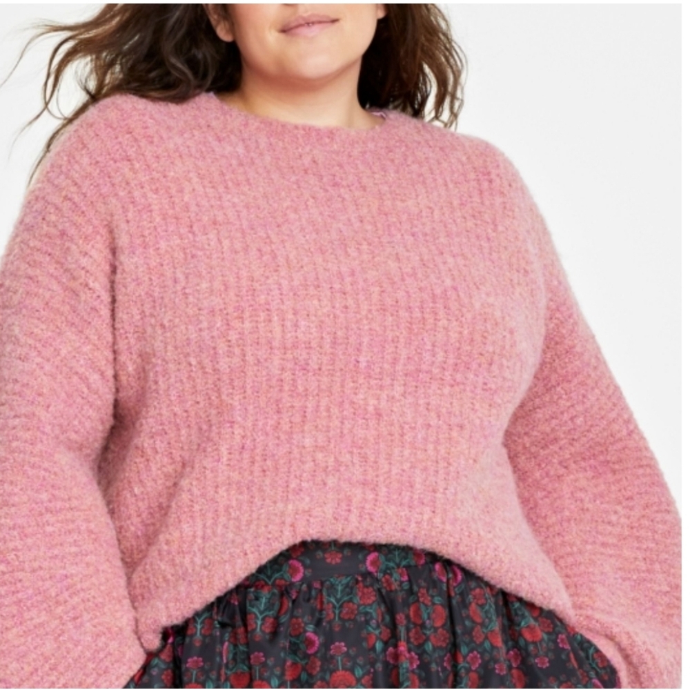 MACY'S ON 34TH WOMEN'S PLUS SIZE MARLED BOUCLE KNIT SWEATER NWT DUSTY PINK 3X - Picture 2 of 5